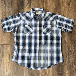 Ely Cattleman Mens XL Pearl Snap Short Sleeve Shirt Western Button Up